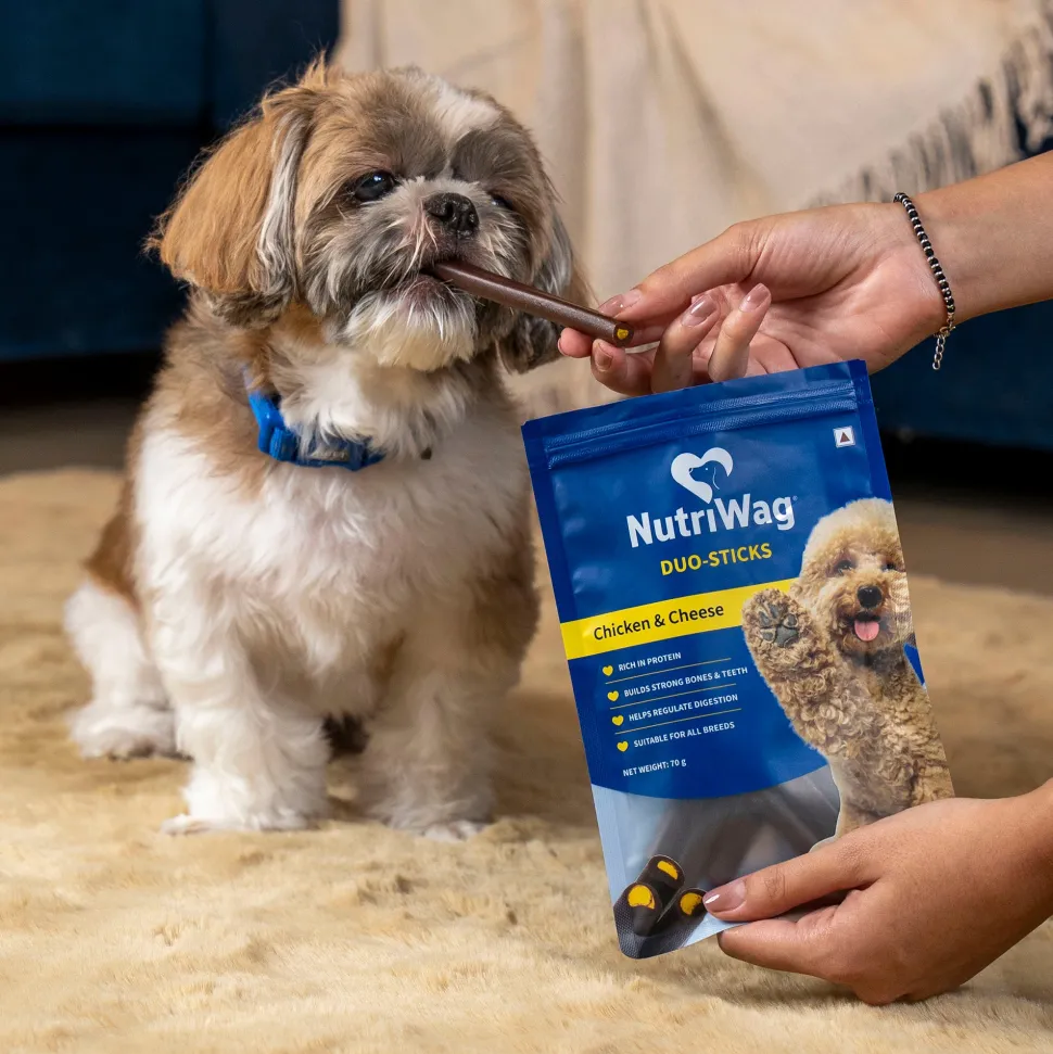 NutriWag Chicken & Cheese Duo Sticks Treats For Dog - 70 gm