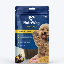 NutriWag Chicken & Cheese Duo Sticks Treats For Dog - 70 gm