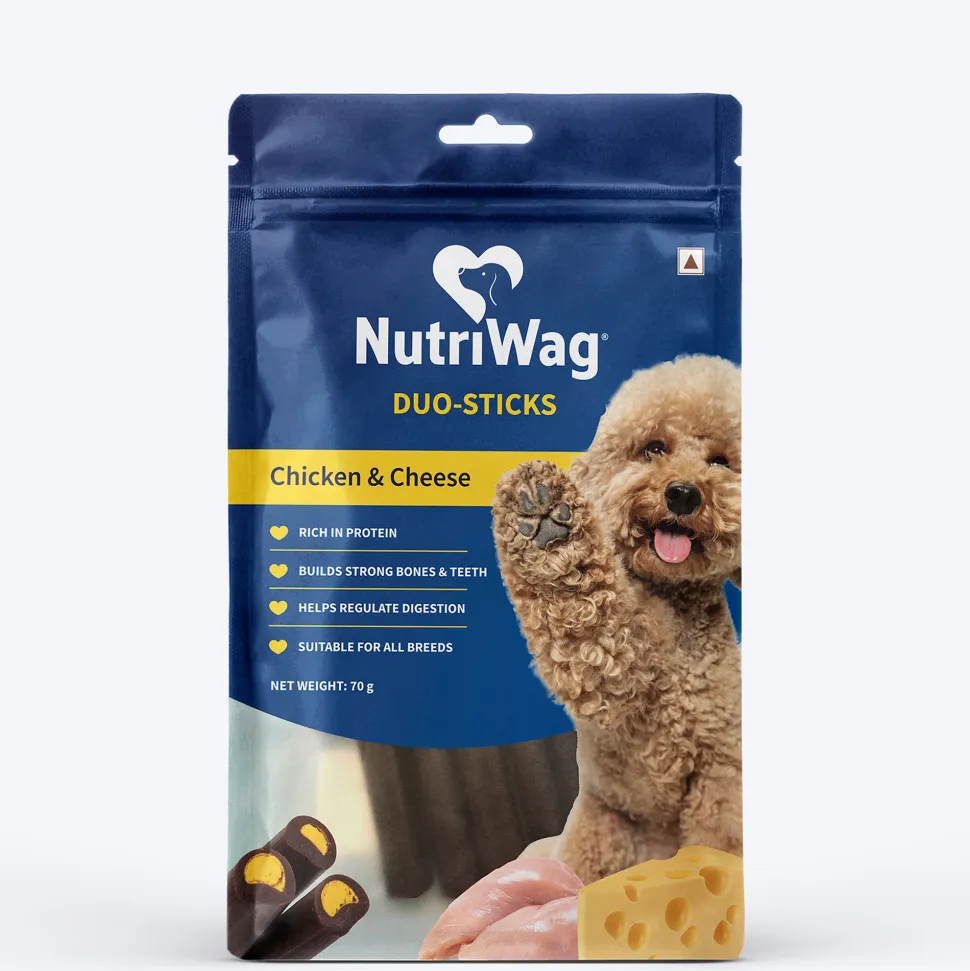 NutriWag Chicken & Cheese Duo Sticks Treats For Dog - 70 gm