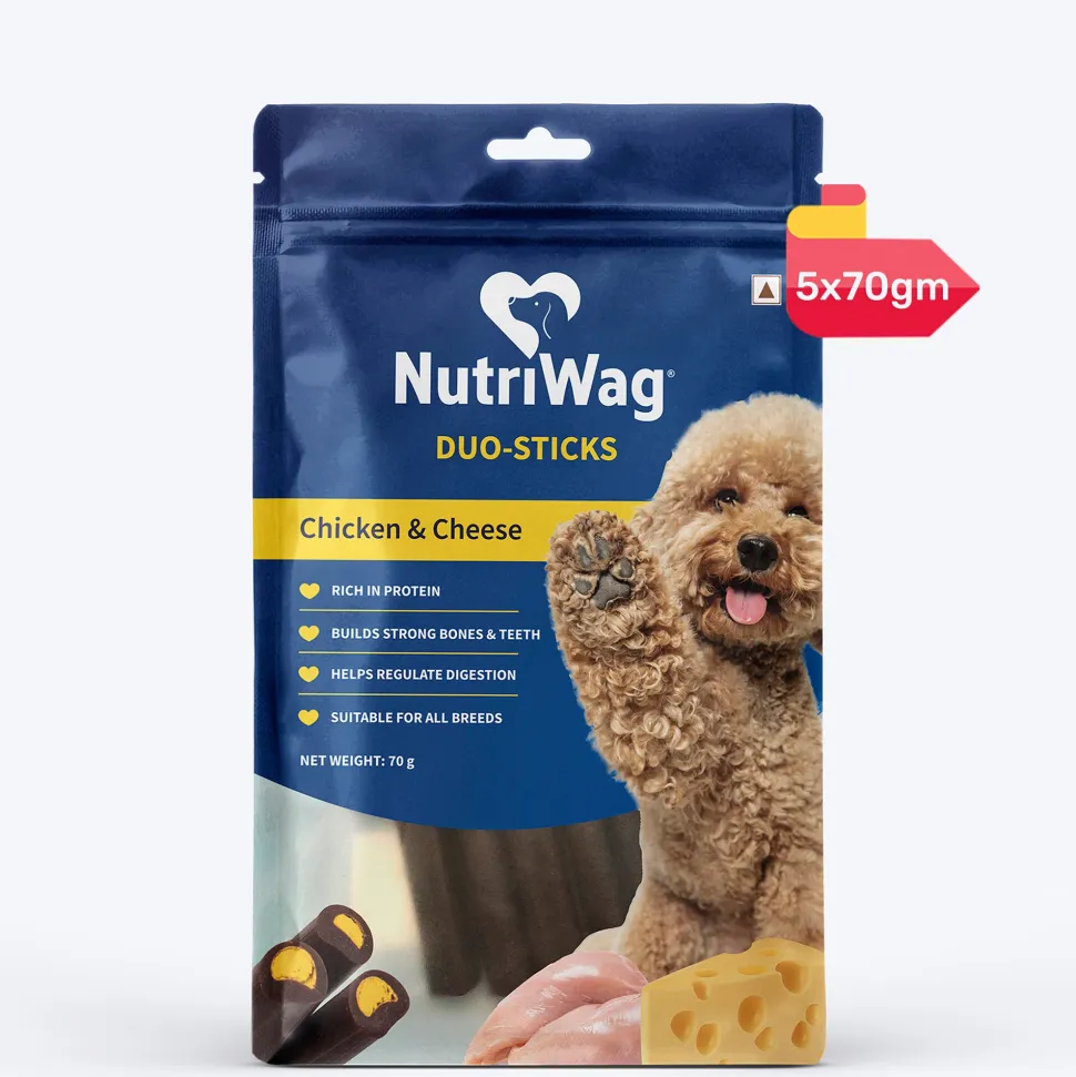 NutriWag Chicken & Cheese Duo Sticks Treats For Dog - 70 gm