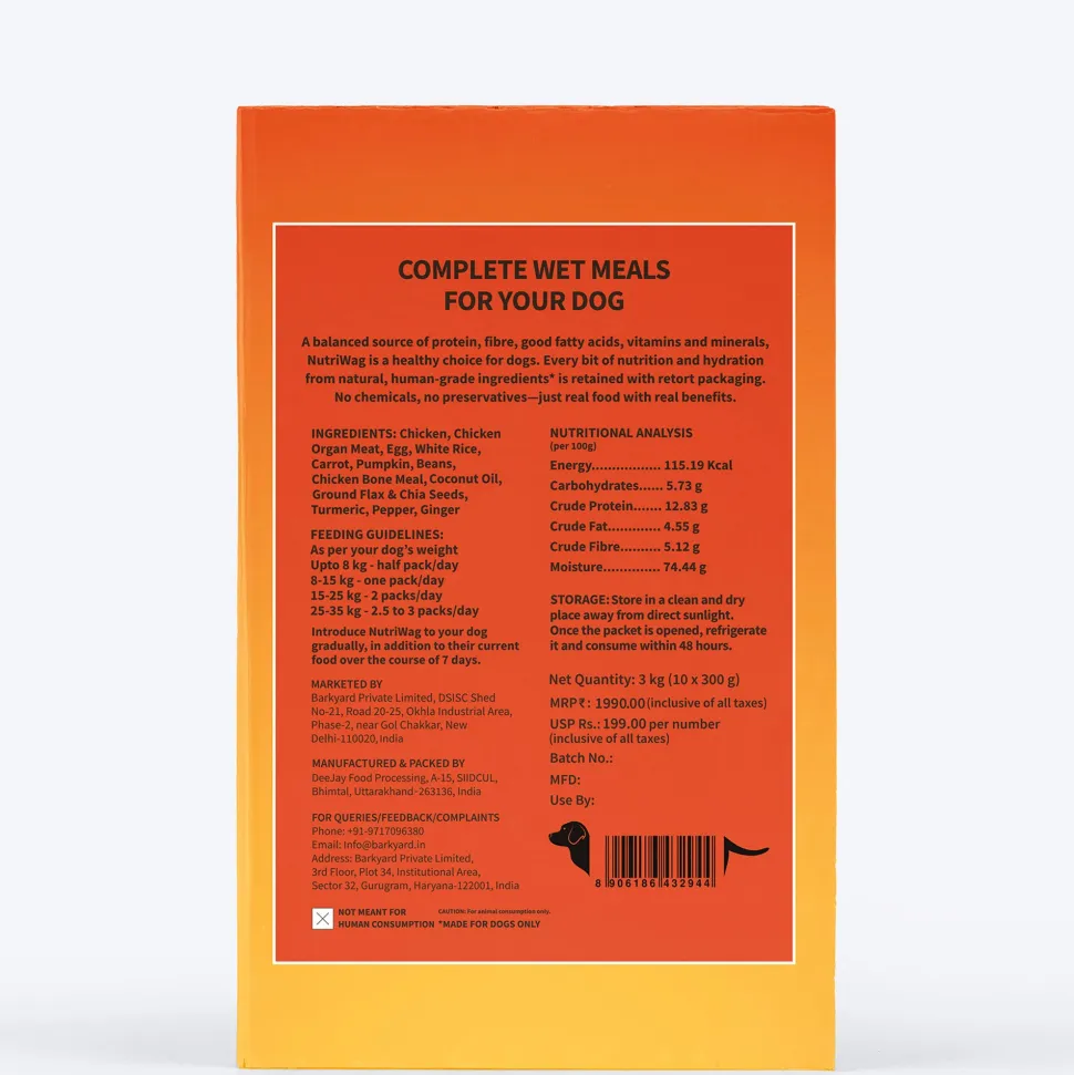 NutriWag Complete Wet Meals With Chicken, Rice & Pumpkin For Dog