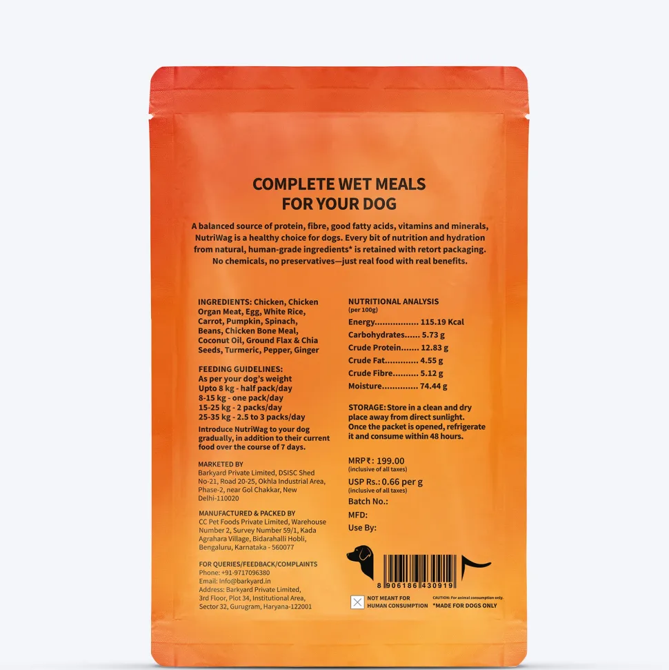 NutriWag Complete Wet Meals With Chicken, Rice & Pumpkin For Dog