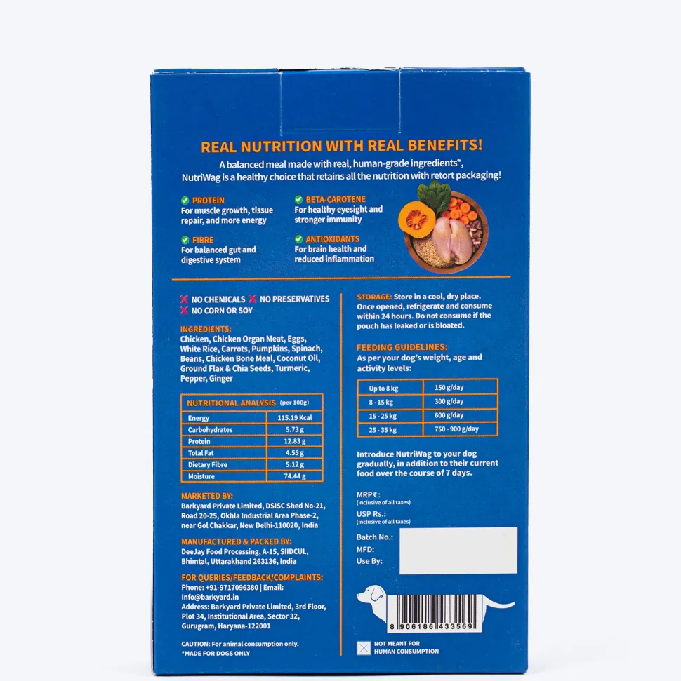 NutriWag Complete Wet Meals With Chicken, Rice & Pumpkin For Dog