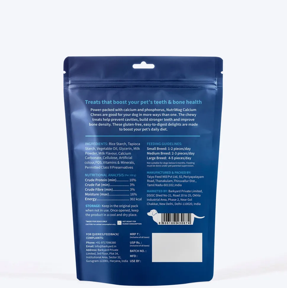 NutriWag Milk Calcium Chew Bones Treats For Dog