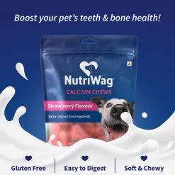 NutriWag Strawberry Calcium Chew Bones Treats For Dog