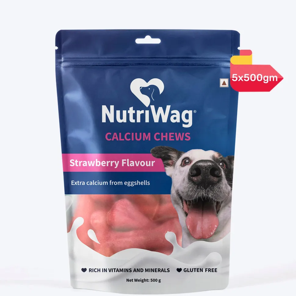 NutriWag Strawberry Calcium Chew Bones Treats For Dog