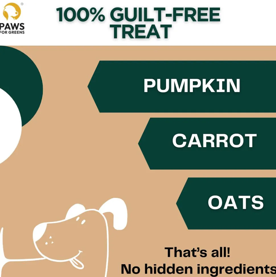 Paws For Greens Vegan Carrot & Pumpkin Treats For Dog - 100 gm