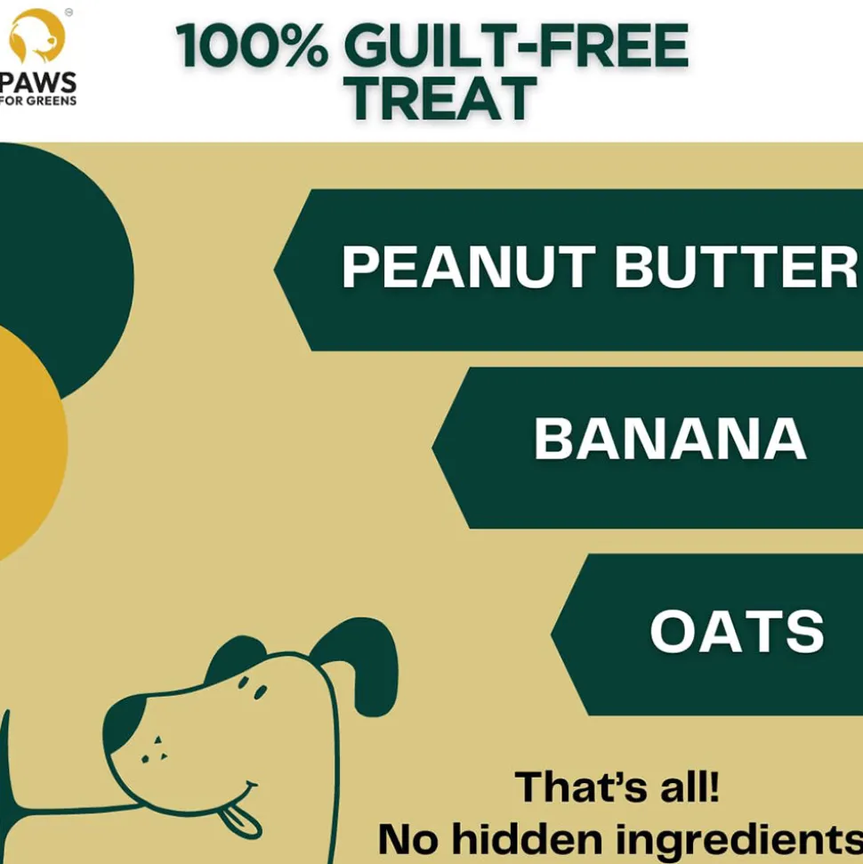 Paws For Greens Vegan Peanut Butter & Banana Treats For Dog - 100 gm