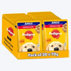 Pedigree Chicken & Liver Chunks in Gravy Adult Wet Dog Food - 70 g packs