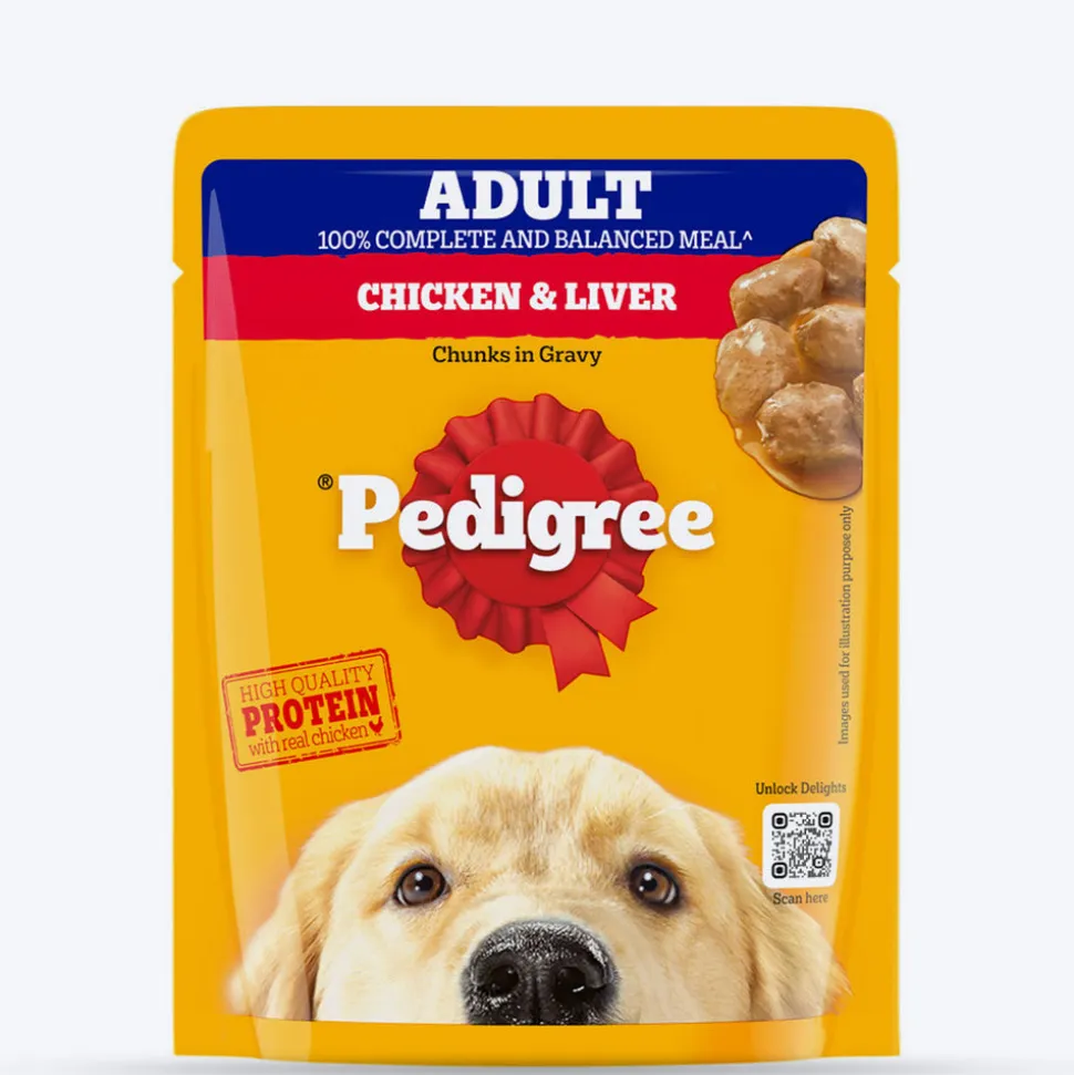 Pedigree Chicken & Liver Chunks in Gravy Adult Wet Dog Food - 70 g packs