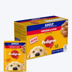 Pedigree Chicken & Liver Chunks in Gravy Adult Wet Dog Food - 70 g packs