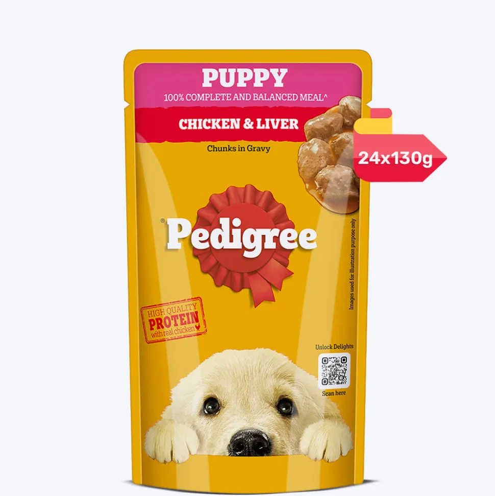 Pedigree Chicken & Liver Chunks In Gravy Puppy Wet Food - 130 g