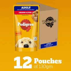 Pedigree Chicken & Liver Chunks In Gravy Adult Dog Wet Food - 130 g