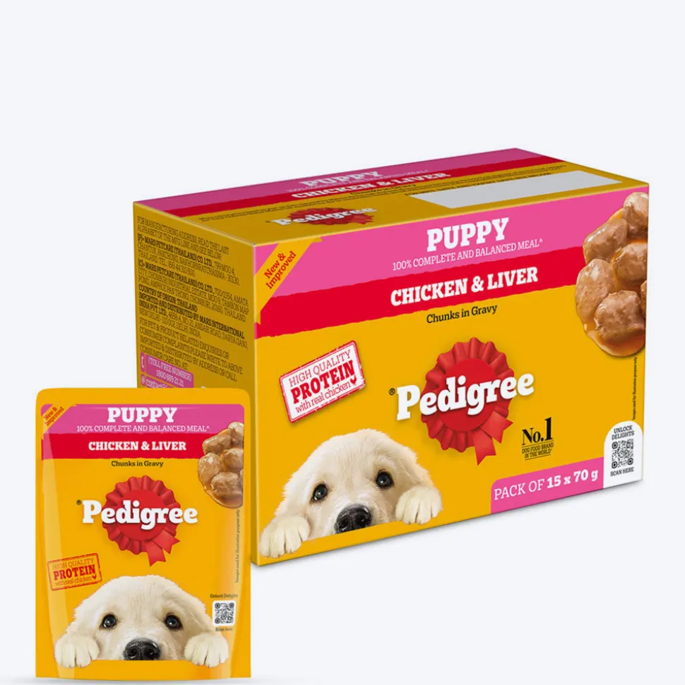 Pedigree Chicken & Liver Chunks in Gravy Wet Puppy Food - 70 g packs