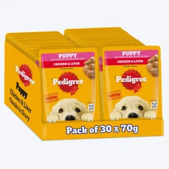 Pedigree Chicken & Liver Chunks in Gravy Wet Puppy Food - 70 g packs