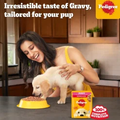 Pedigree Chicken & Liver Chunks In Gravy New Born Puppy Wet Food - 2.1 kg (30x0.07 kg)