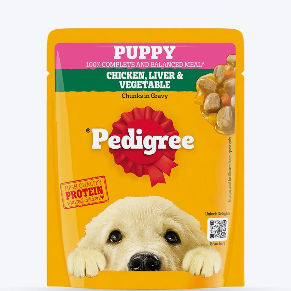 Pedigree Chicken & Liver Chunks in Gravy with Vegetables Wet Puppy Food - 70gm Packs