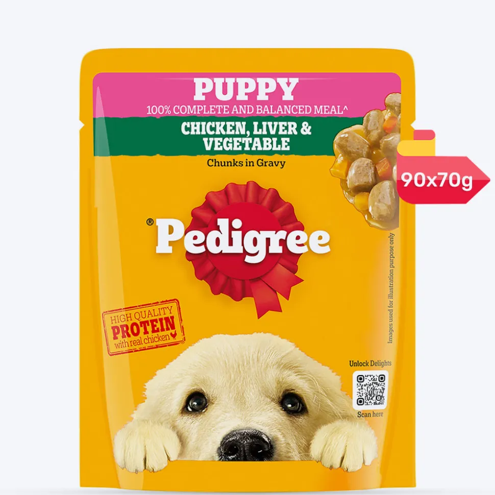 Pedigree Chicken & Liver Chunks in Gravy with Vegetables Wet Puppy Food - 70gm Packs