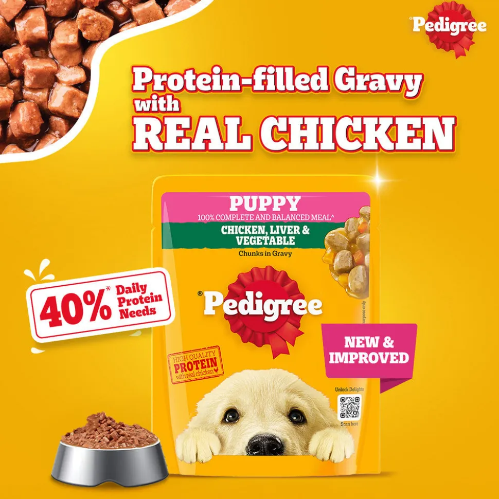 Pedigree Chicken & Liver Chunks in Gravy with Vegetables Wet Puppy Food - 70gm Packs