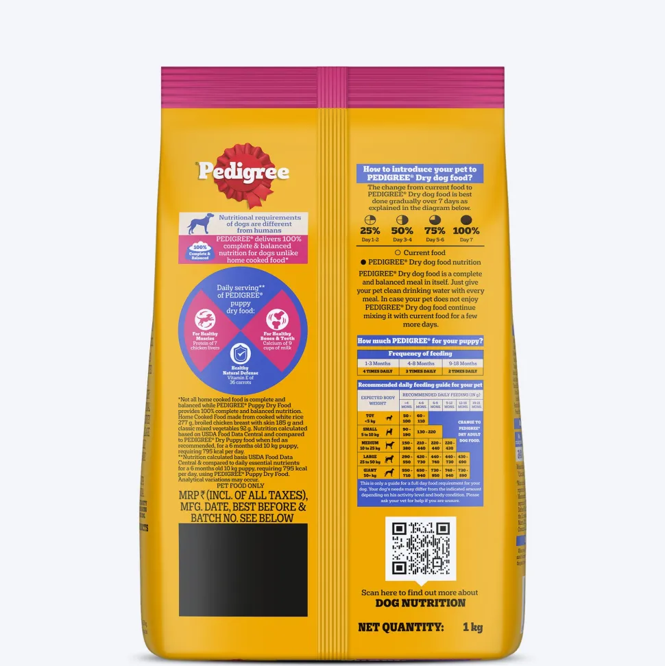 Pedigree Chicken & Milk Puppy Dry Dog Food (Contains 37 Essential Nutrients)