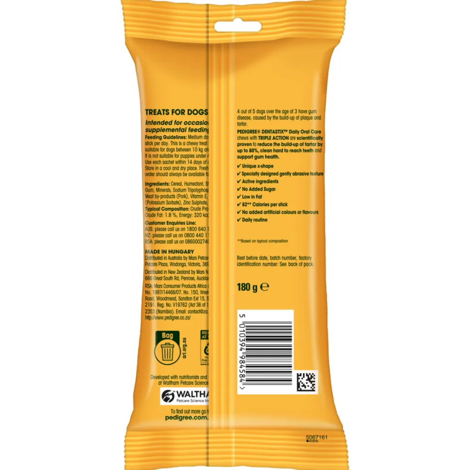 Pedigree Dentastix Oral Care Dog Treat Weekly Pack For Medium Breed - 180 g