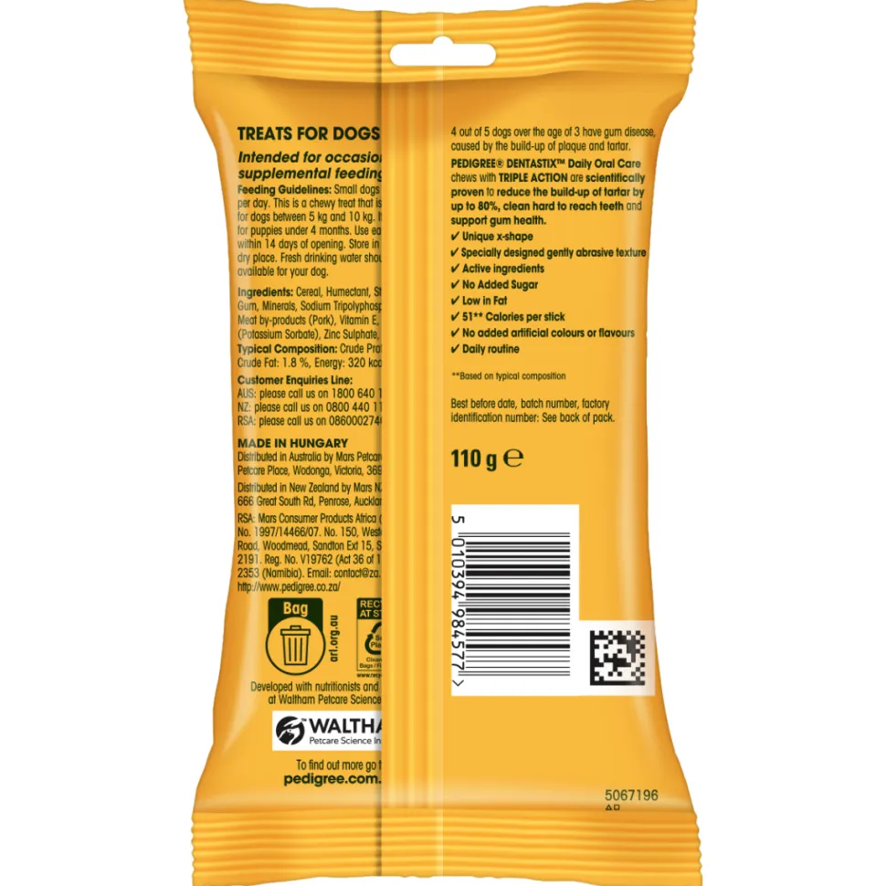 Pedigree Dentastix Oral Care Dog Treat Weekly Pack For Small Breed - 110 g