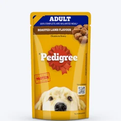 Pedigree Roasted Lamb Flavour Chunks In Gravy Adult Dog Wet Food - 130 g