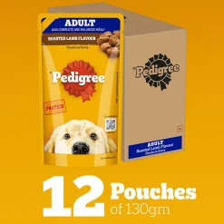 Pedigree Roasted Lamb Flavour Chunks In Gravy Adult Dog Wet Food - 130 g
