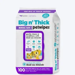 Petkin Big n' Thick Mineral Bath Pet Wipes For Dogs & Cats - 100 Wipes