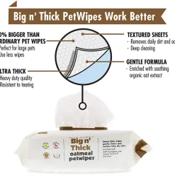Petkin Big n' Thick Oatmeal Pet Wipes For Dogs & Cats - 100 Pieces