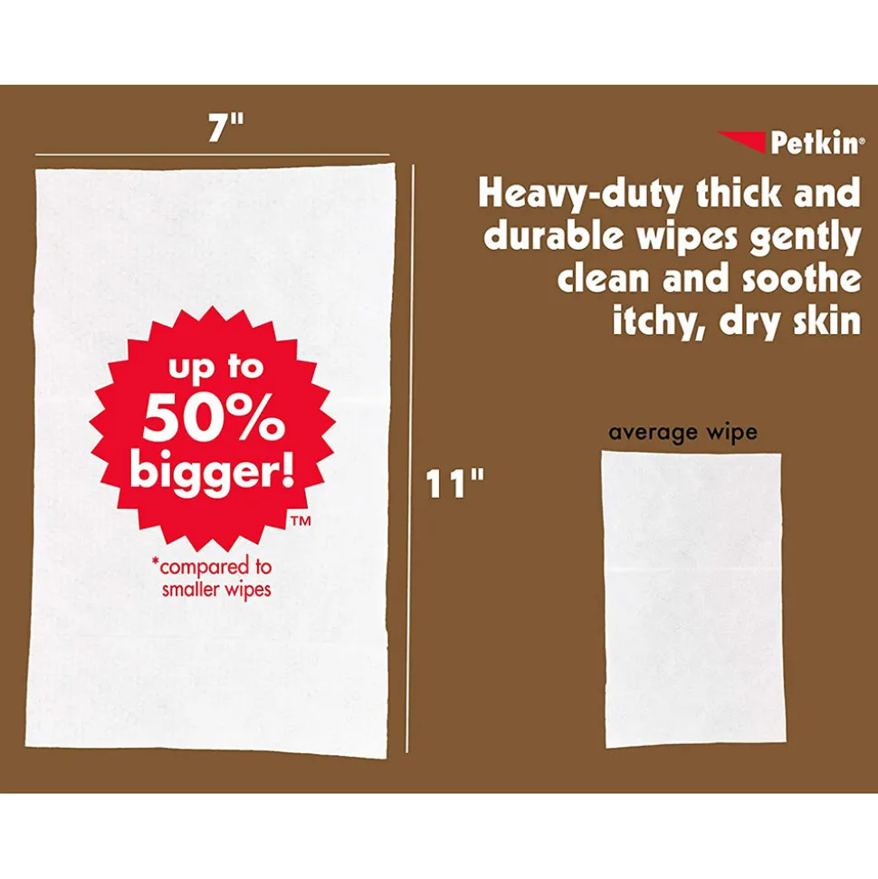 Petkin Big n' Thick Oatmeal Pet Wipes For Dogs & Cats - 100 Pieces