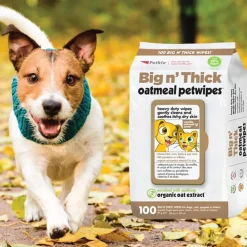 Petkin Big n' Thick Oatmeal Pet Wipes For Dogs & Cats - 100 Pieces