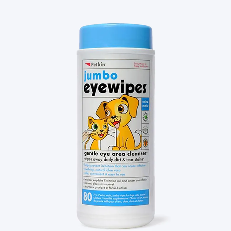 Petkin Jumbo Eyewipes for Dogs and Cats - 80 wipes