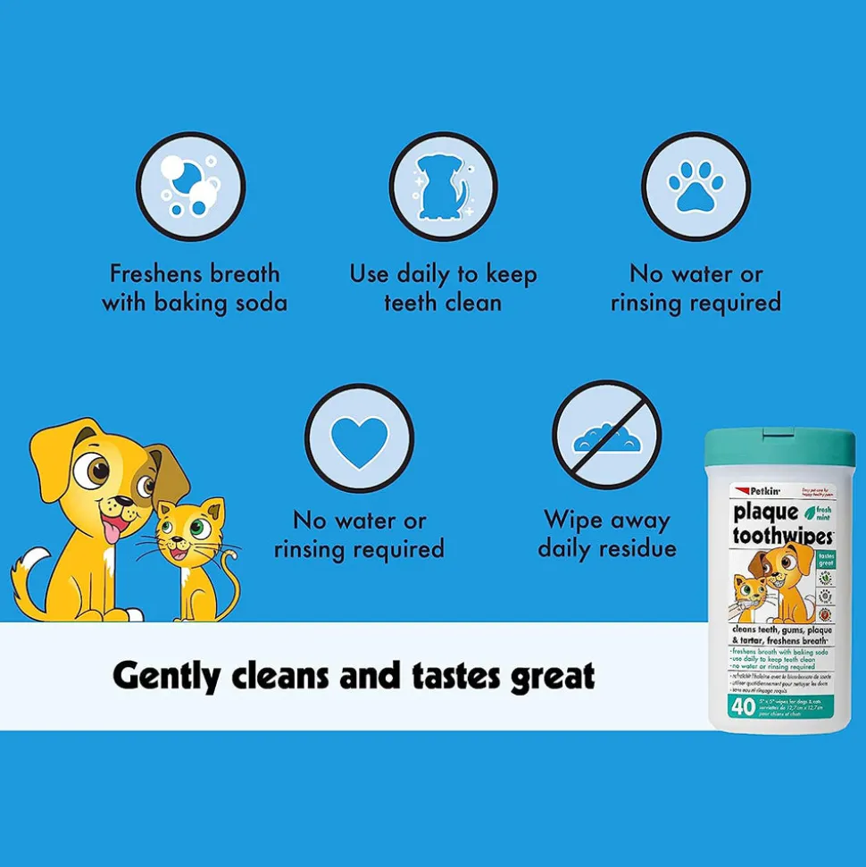 Petkin Toothwipes for Dog & Cat - 40 Wipes