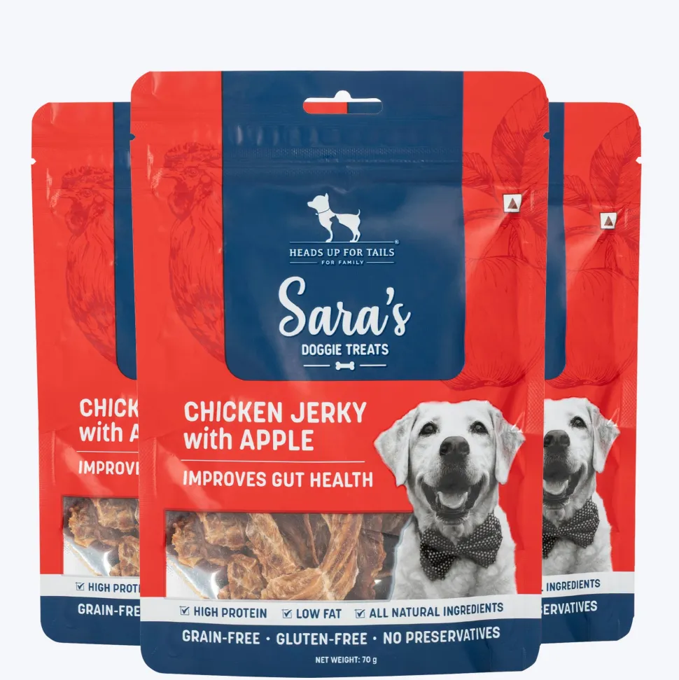 Sara's Chicken Jerky With Apple Dog Treats High-Protein 70g