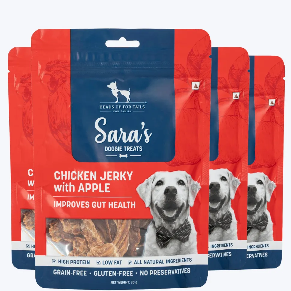 Sara's Chicken Jerky With Apple Dog Treats High-Protein 70g