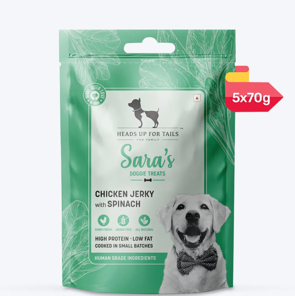 Sara's Chicken Jerky with Spinach Dog Treats Grain-Free 70g