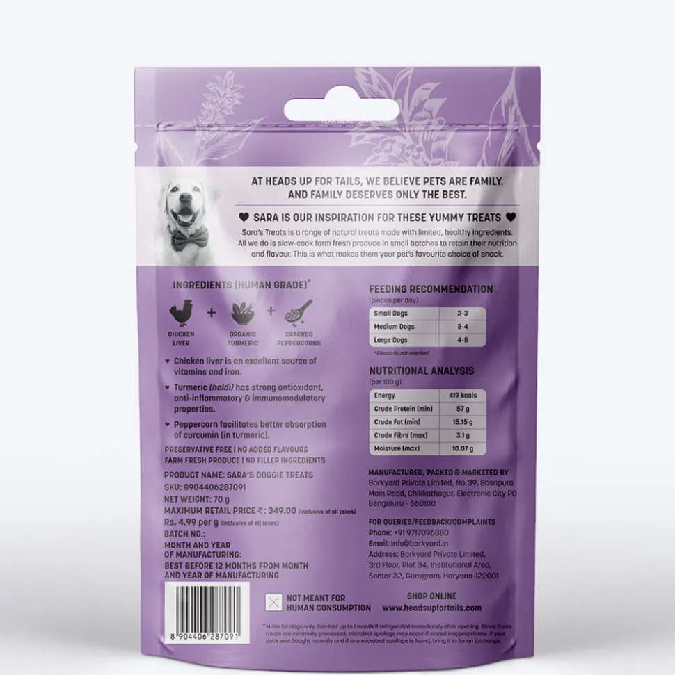 Sara's Chicken Liver Jerky with Turmeric Dog Treats 70g