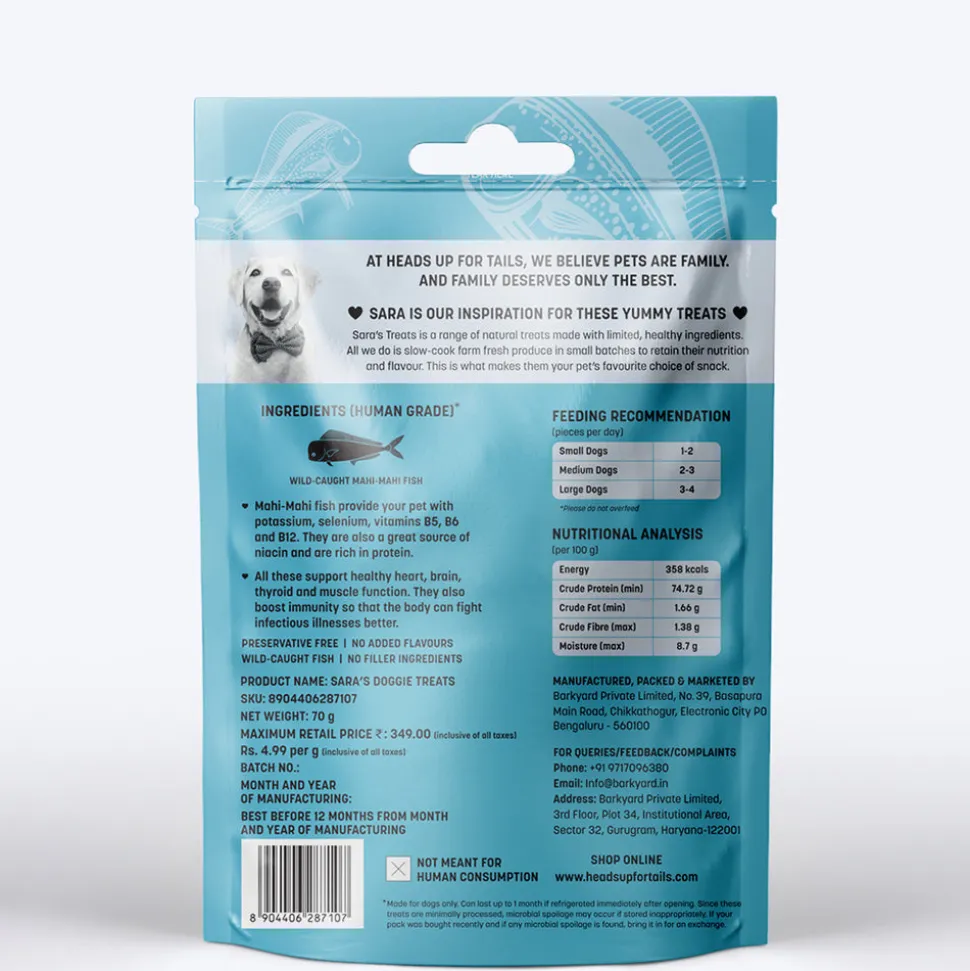 Sara's Mahi Mahi Fish Dog Treats Single-Ingredient 70g