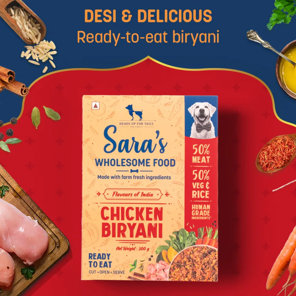 Sara's Wholesome Chicken Biryani Wet Dog Food Human-Grade