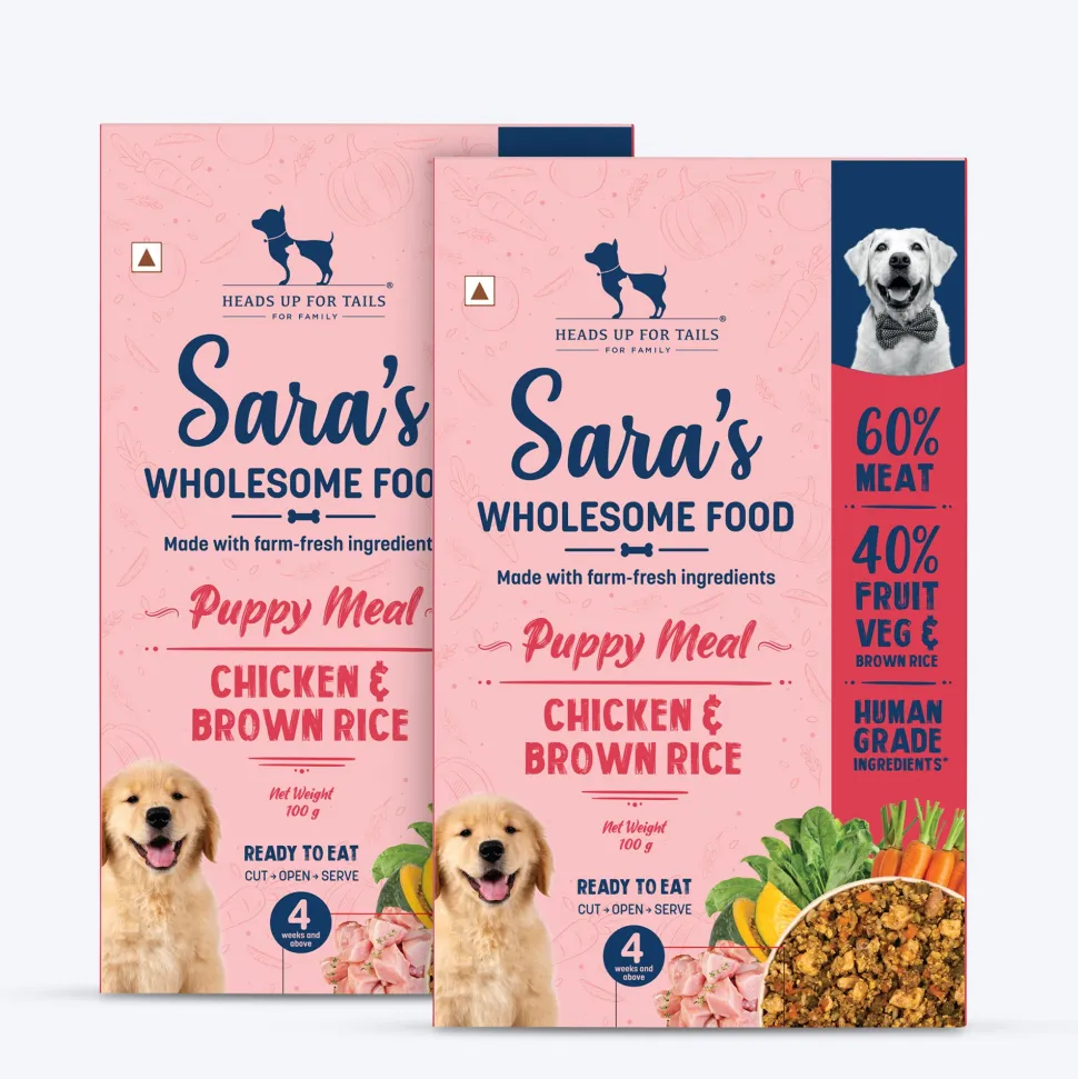 Sara's Wholesome Chicken & Brown Rice Puppy Food 100g