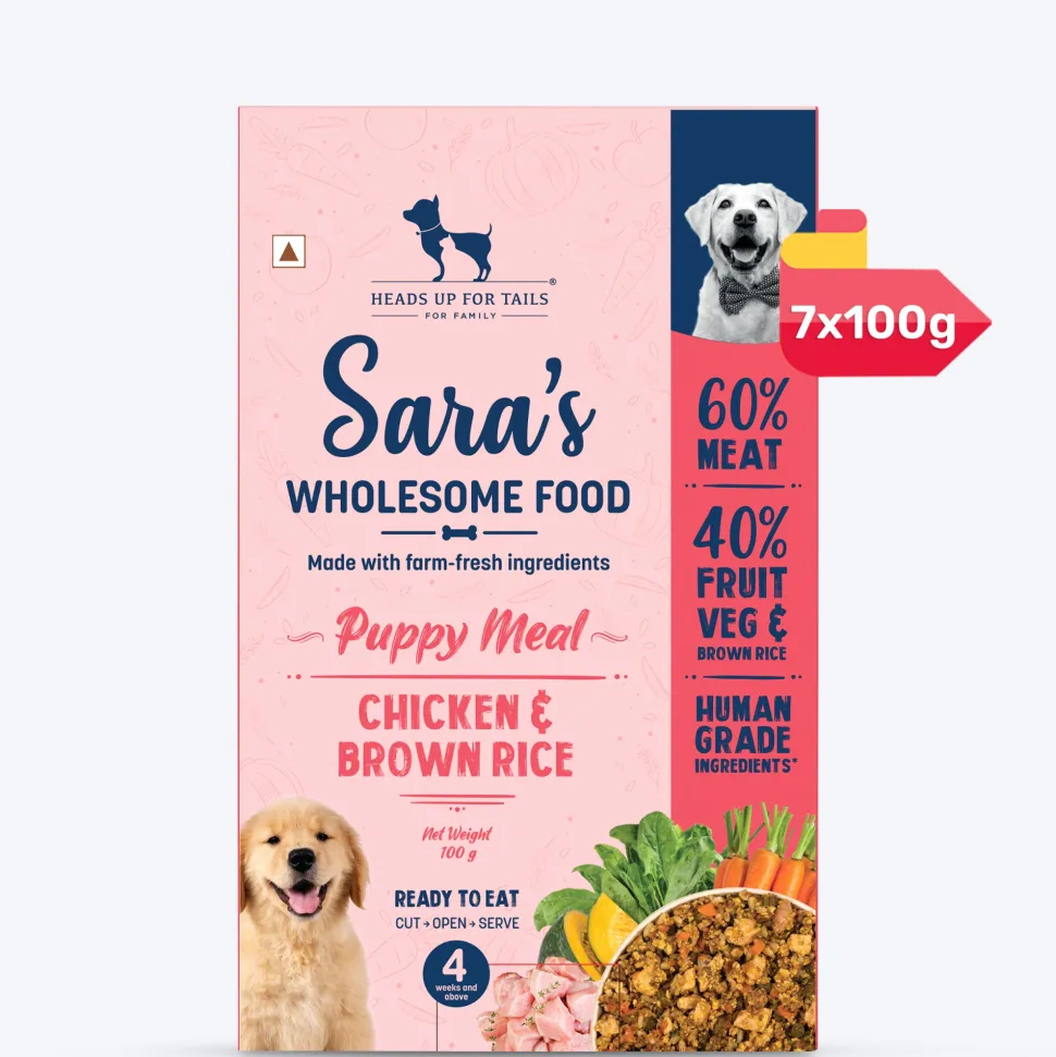 Sara's Wholesome Chicken & Brown Rice Puppy Food 100g