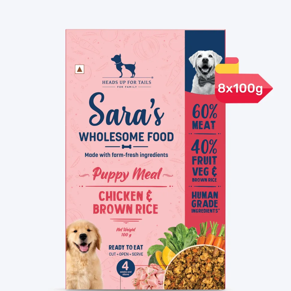 Sara's Wholesome Chicken & Brown Rice Puppy Food 100g