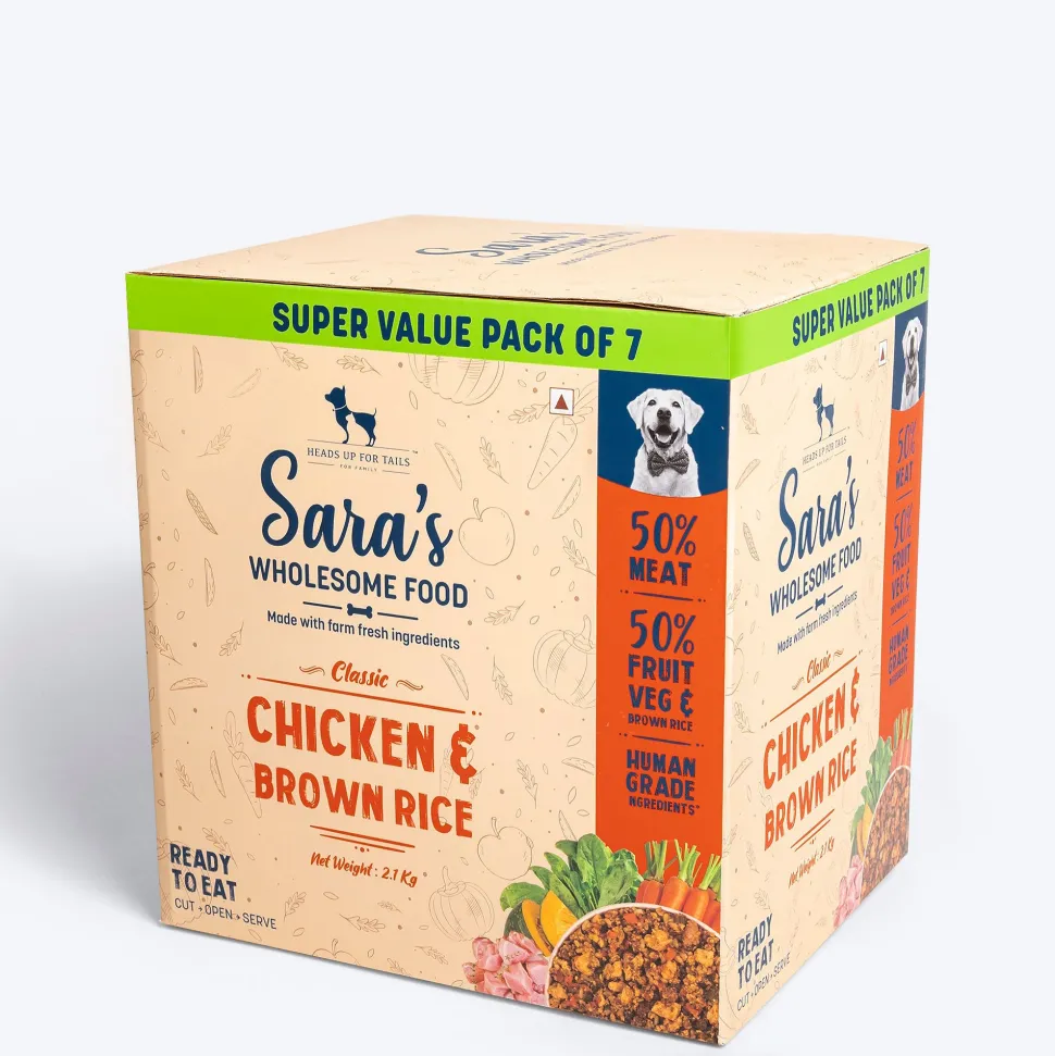 Sara's Wholesome Chicken & Brown Rice Wet Dog Food 7x300g