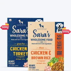 Sara's Wholesome Food Classic Chicken & Brown Rice and Grain-Free Chicken & Turkey Combo - 2x300 gm