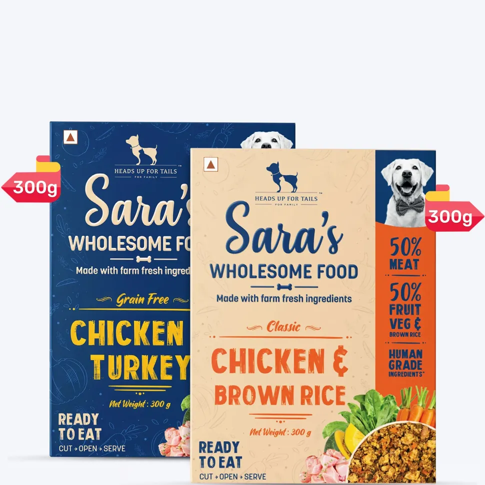 Sara's Wholesome Food Classic Chicken & Brown Rice and Grain-Free Chicken & Turkey Combo - 2x300 gm