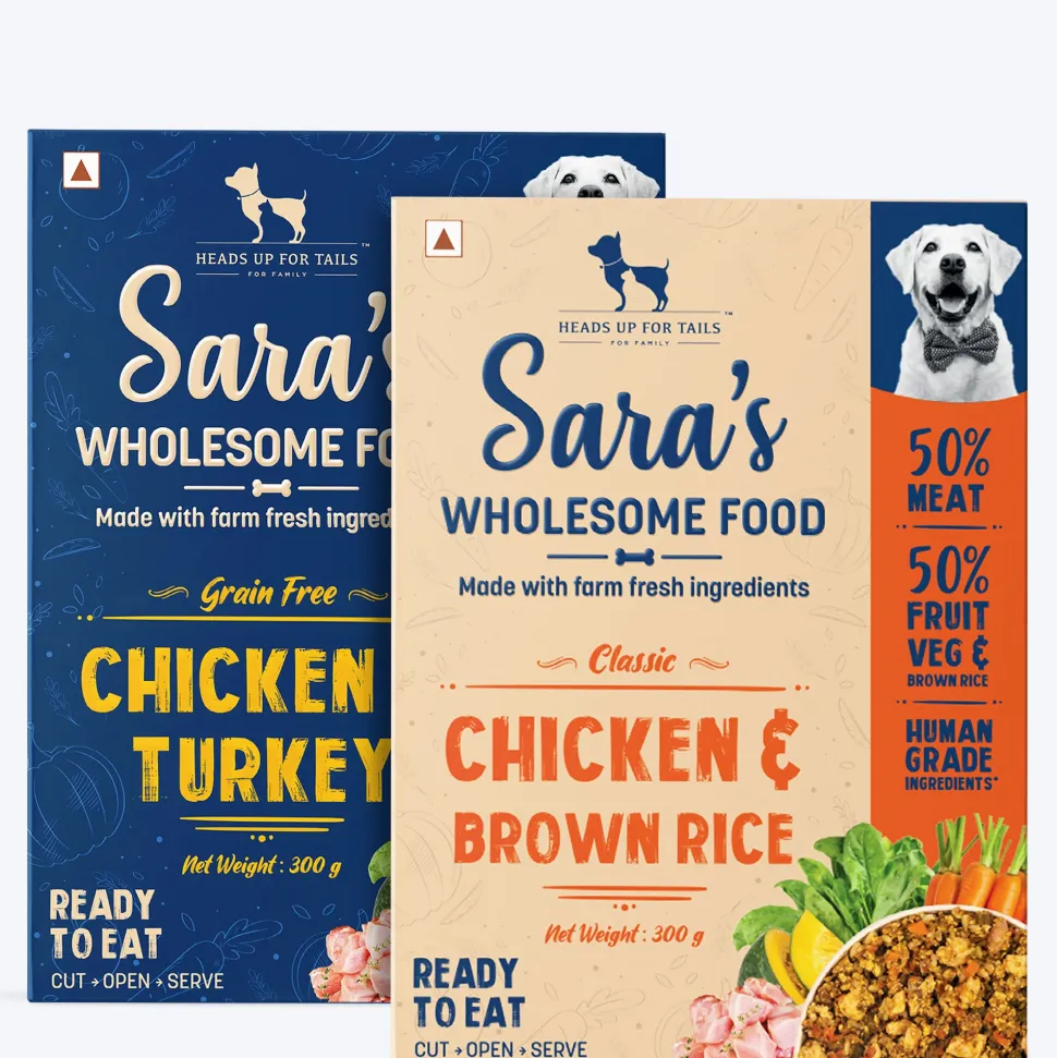Sara's Wholesome Food Classic Chicken & Brown Rice and Grain-Free Chicken & Turkey Combo - 2x300 gm