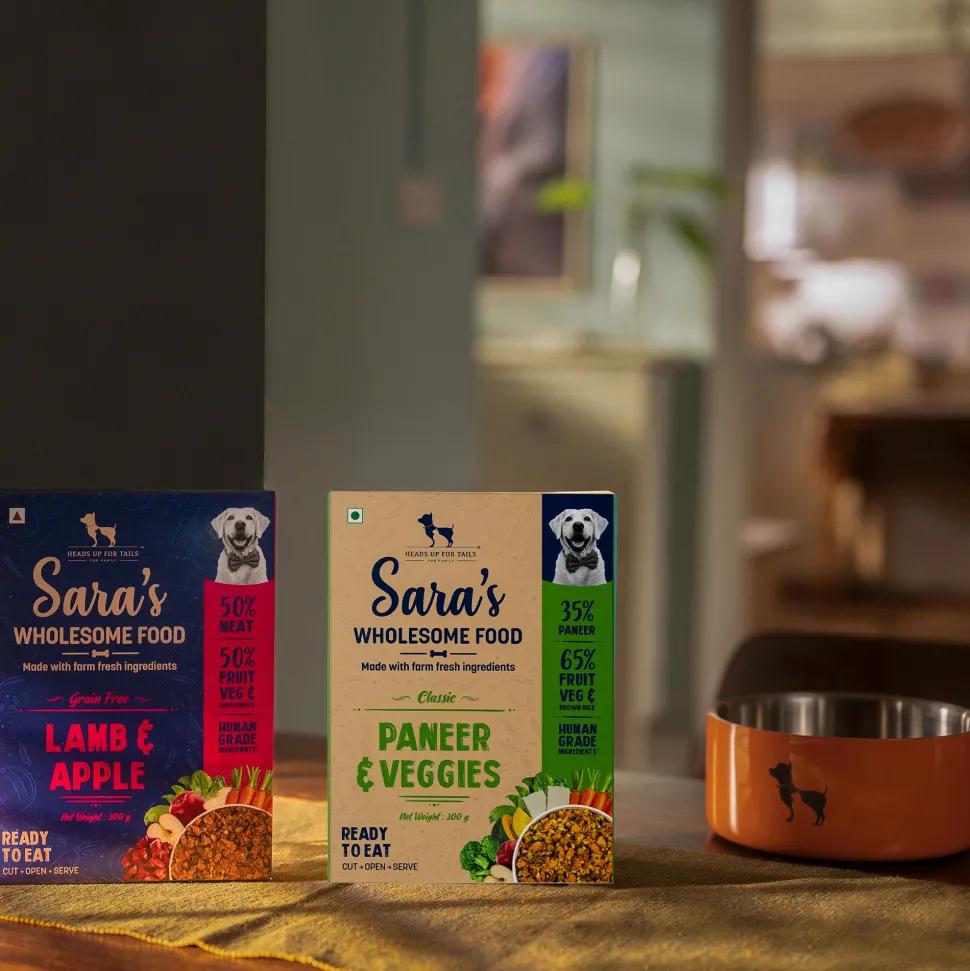 Sara's Wholesome Food Classic Paneer & Veggies and Grain-Free Lamb & Apple Combo - 2x300 gm