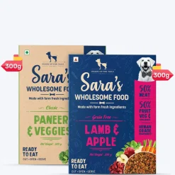 Sara's Wholesome Food Classic Paneer & Veggies and Grain-Free Lamb & Apple Combo - 2x300 gm