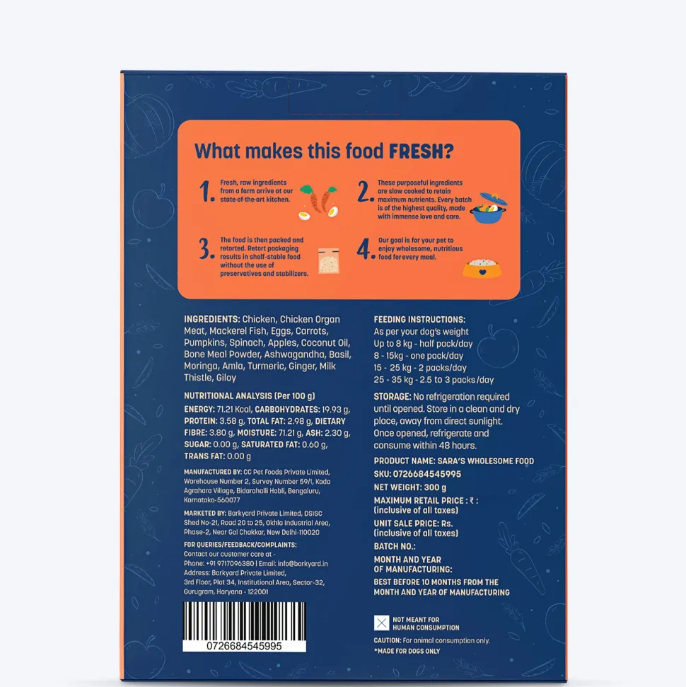 Sara's Wholesome Grain-Free Chicken & Veggies Dog Food